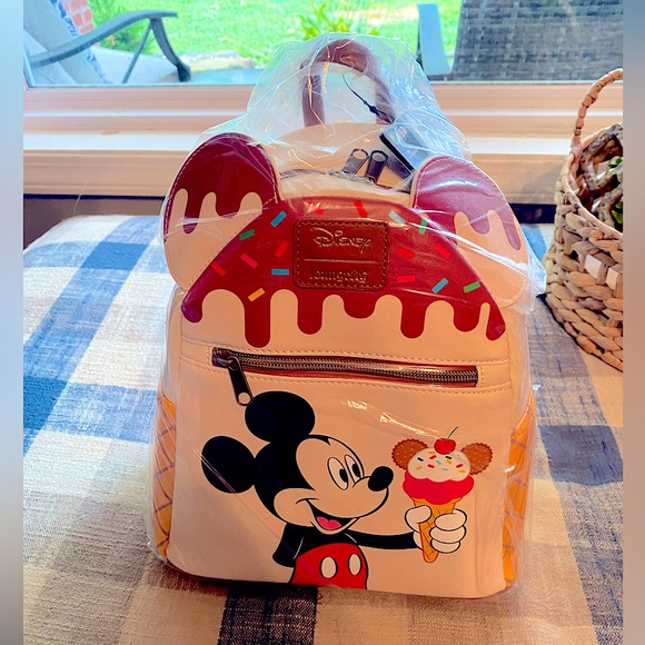 Loungefly Handbags - NWT Disney Loungefly Backpack Mickey Ice Cream